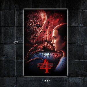 Stranger Things season 4 illustrated poster - 11x17 wall art print merch gift